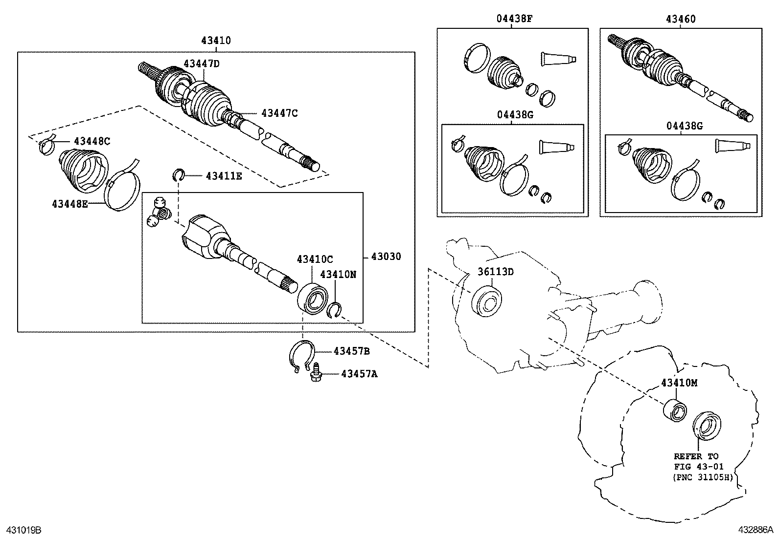 04438-01060 BOOT KIT, FRONT DRIVE SHAFT INBOARD JOINT, RH product image