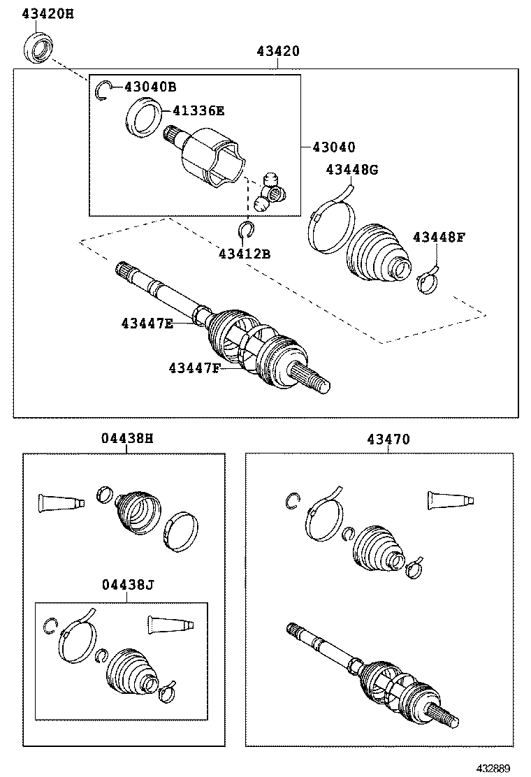 04427-52250 BOOT KIT, FRONT DRIVE SHAFT, IN & OUTBOARD, RH product image