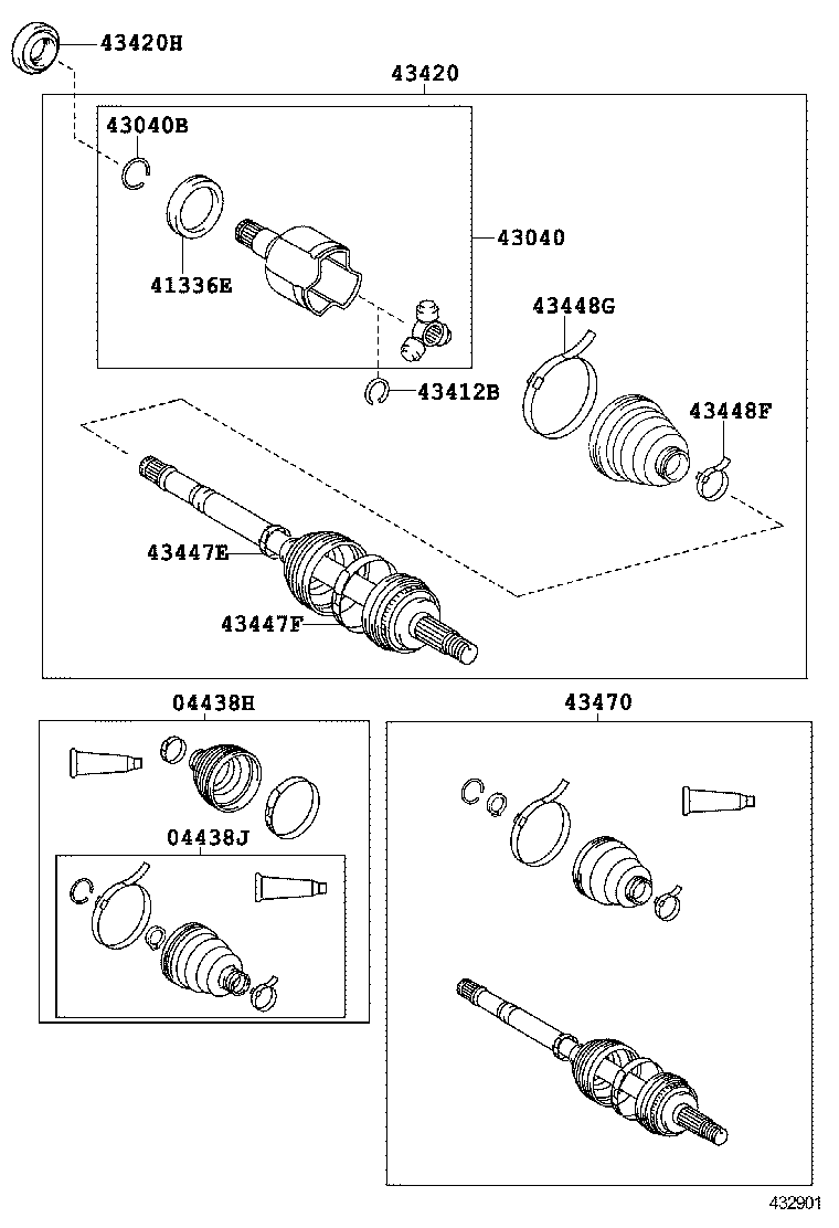 04427-52010 BOOT KIT, FRONT DRIVE SHAFT, IN & OUTBOARD, RH product image