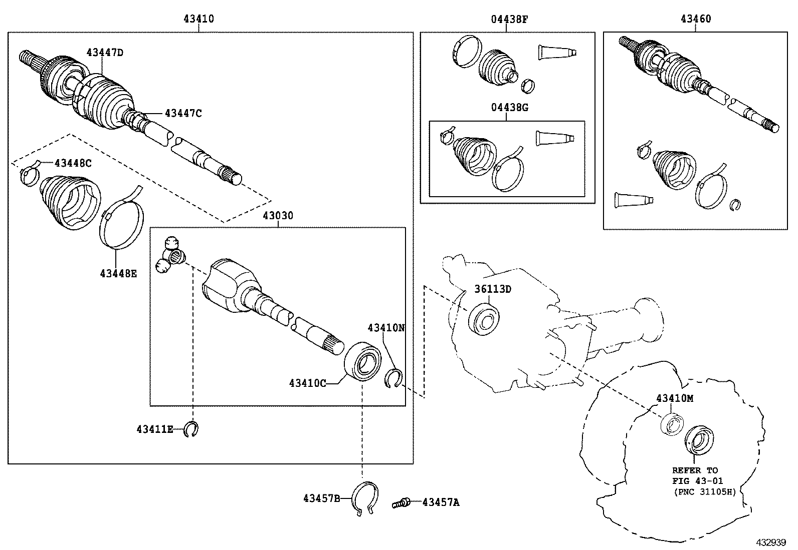 04438-52063 BOOT KIT, FRONT DRIVE SHAFT, IN & OUTBOARD, RH product image