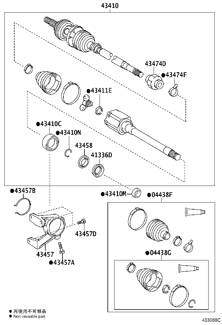 43410-0T022 SHAFT ASSY, FRONT DRIVE, RH product image