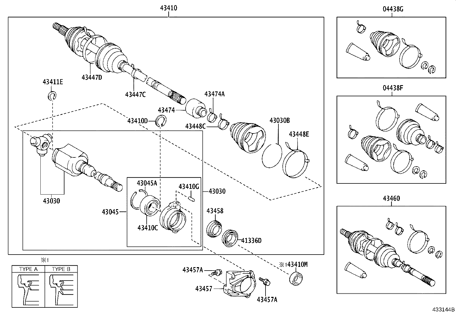 04438-20411 BOOT KIT, FRONT DRIVE SHAFT, IN & OUTBOARD, RH product image
