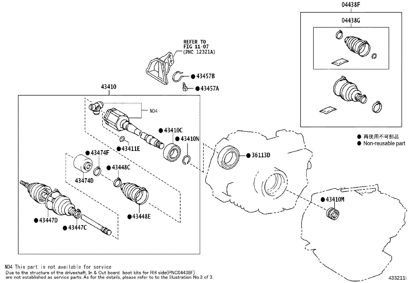 04438-0R030 BOOT KIT, FRONT DRIVE SHAFT INBOARD JOINT, LH product image