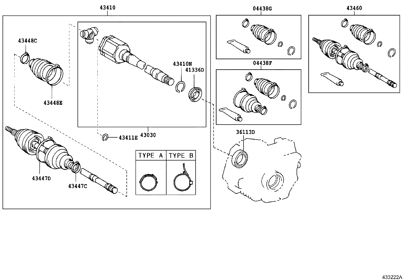 04438-42190 BOOT KIT, FRONT DRIVE SHAFT INBOARD JOINT, LH product image
