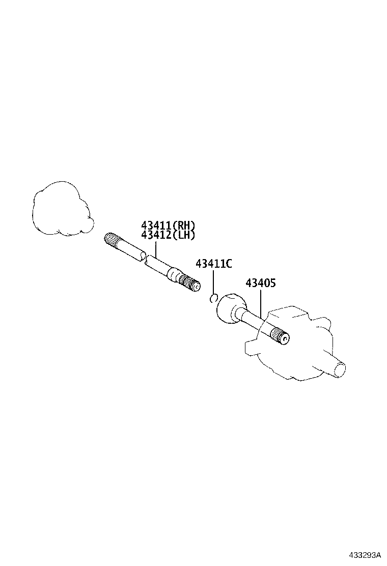 43412-60140 SHAFT, FRONT AXLE, INNER LH product image