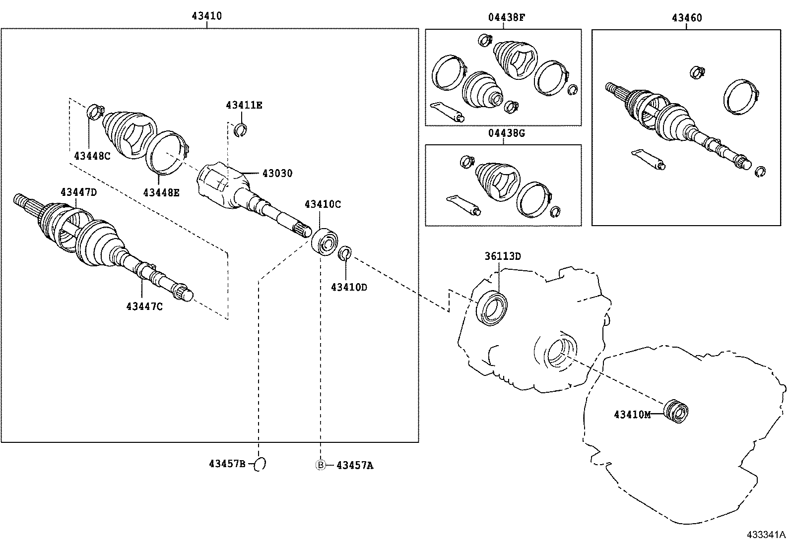 04438-32250 BOOT KIT, FRONT DRIVE SHAFT, IN & OUTBOARD, RH product image