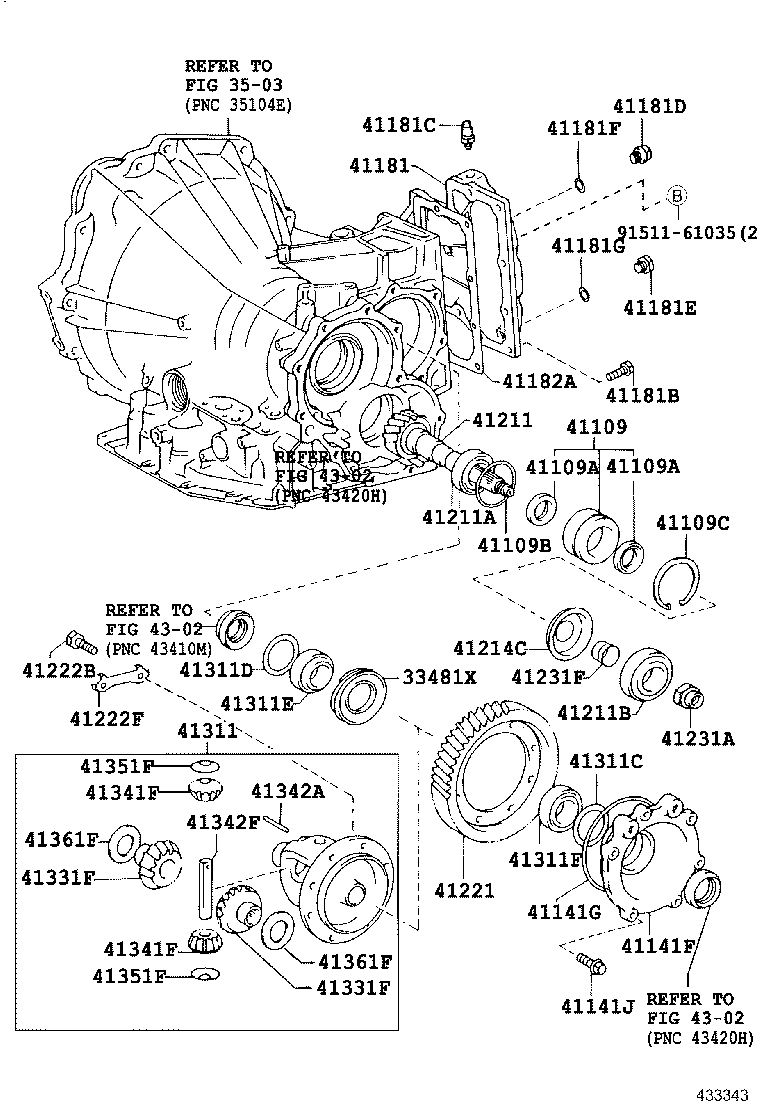 41101-33050 RETAINER, FRONT DIFFERENTIAL SIDE BEARING product image