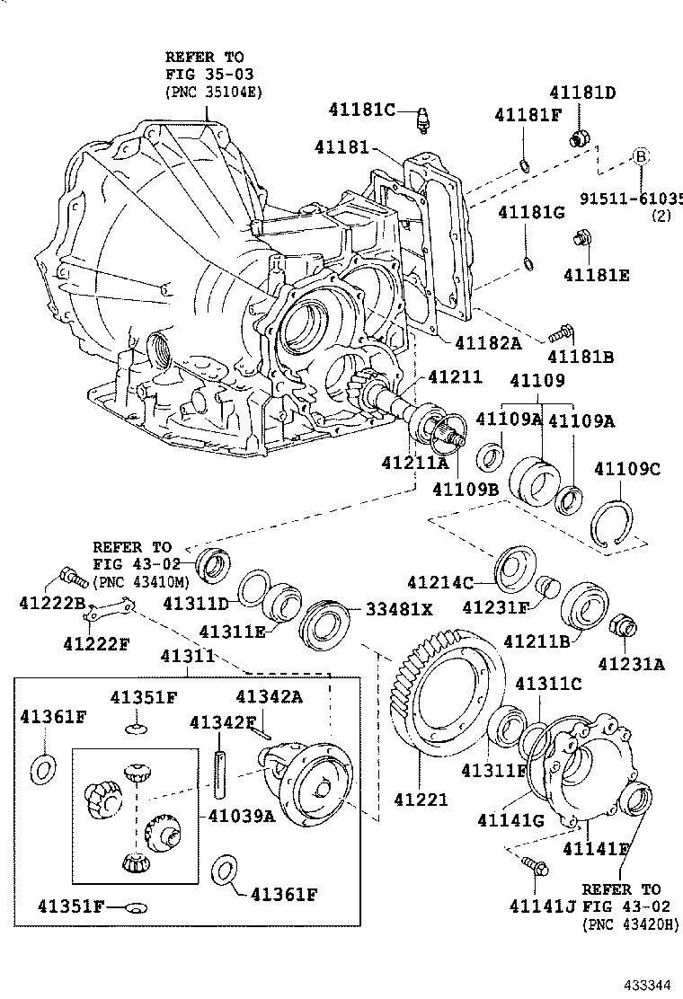 41101-33050 RETAINER, FRONT DIFFERENTIAL SIDE BEARING product image