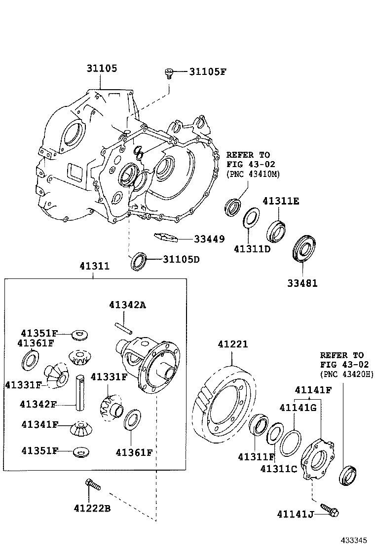 41101-33050 RETAINER, FRONT DIFFERENTIAL SIDE BEARING product image