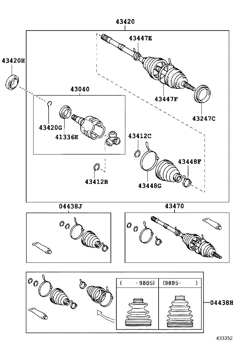 04438-33012 BOOT KIT, FRONT DRIVE SHAFT INBOARD JOINT, RH product image