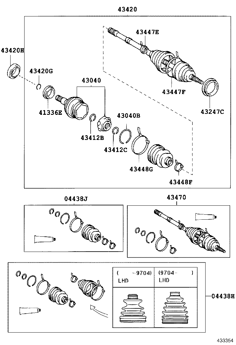04438-33012 BOOT KIT, FRONT DRIVE SHAFT INBOARD JOINT, RH product image