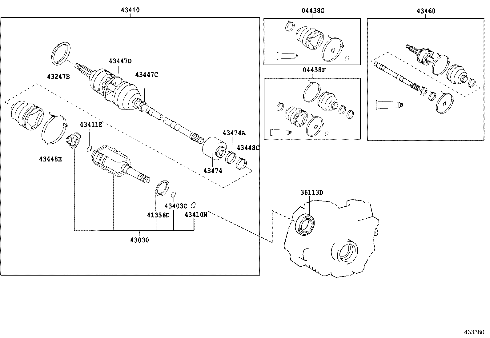 04438-20350 BOOT KIT, FRONT DRIVE SHAFT, IN & OUTBOARD, RH product image