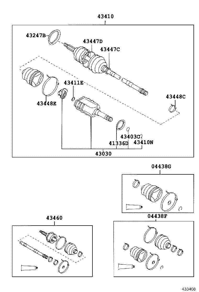 04438-42030 BOOT KIT, FRONT DRIVE SHAFT INBOARD JOINT, RH product image