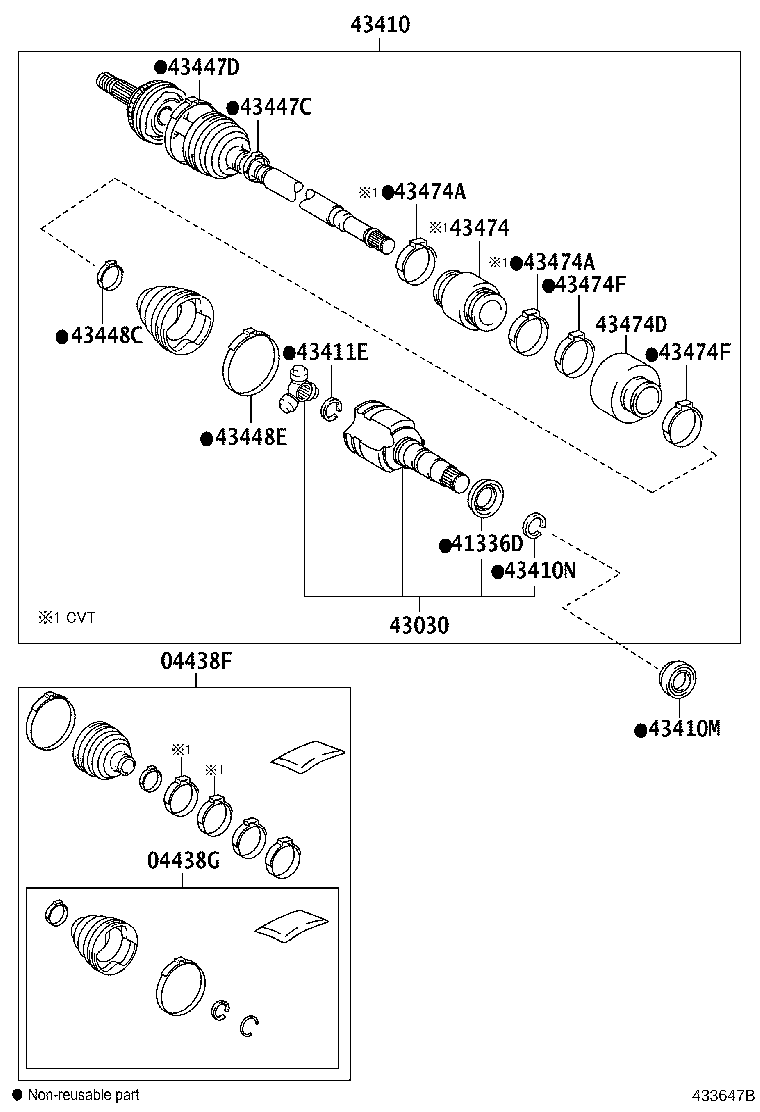 04427-0D421 BOOT KIT, FRONT DRIVE SHAFT, IN & OUTBOARD, RH product image