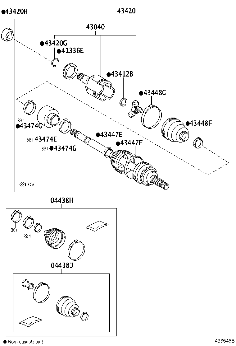 04427-0D421 BOOT KIT, FRONT DRIVE SHAFT, IN & OUTBOARD, RH product image