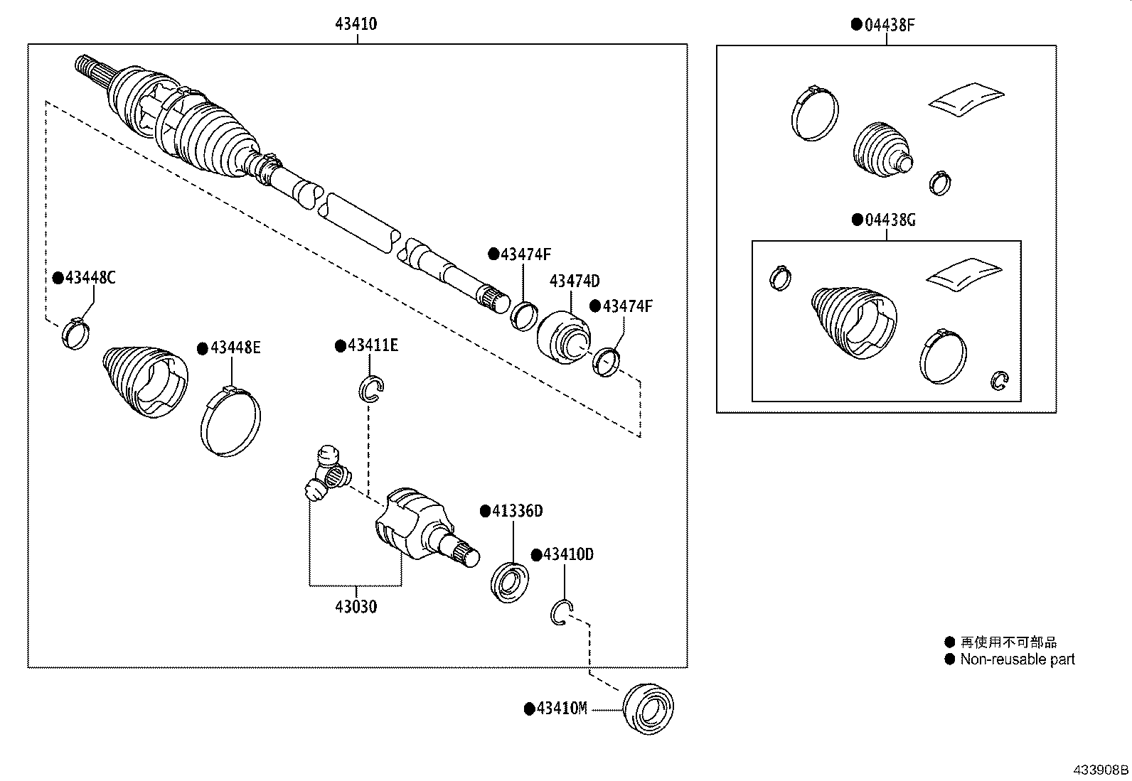 04437-F4040 BOOT KIT, FRONT DRIVE SHAFT INBOARD JOINT, RH product image