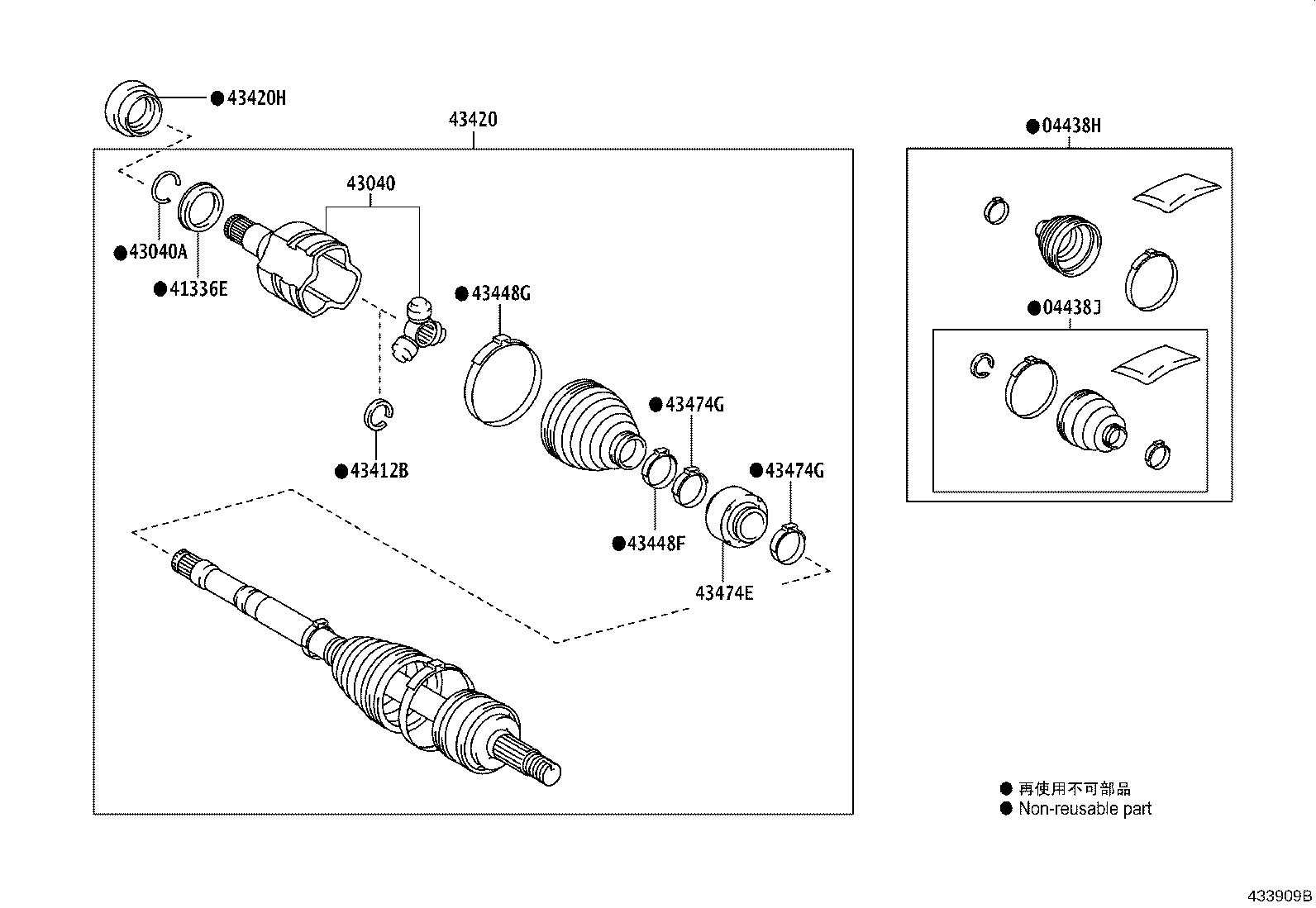 04437-F4040 BOOT KIT, FRONT DRIVE SHAFT INBOARD JOINT, RH product image