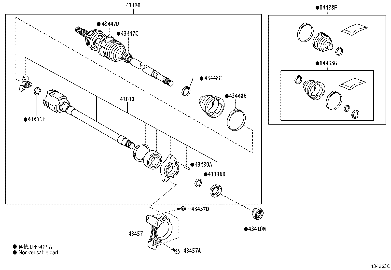 04427-02C40 BOOT KIT, FRONT DRIVE SHAFT, IN & OUTBOARD, RH product image