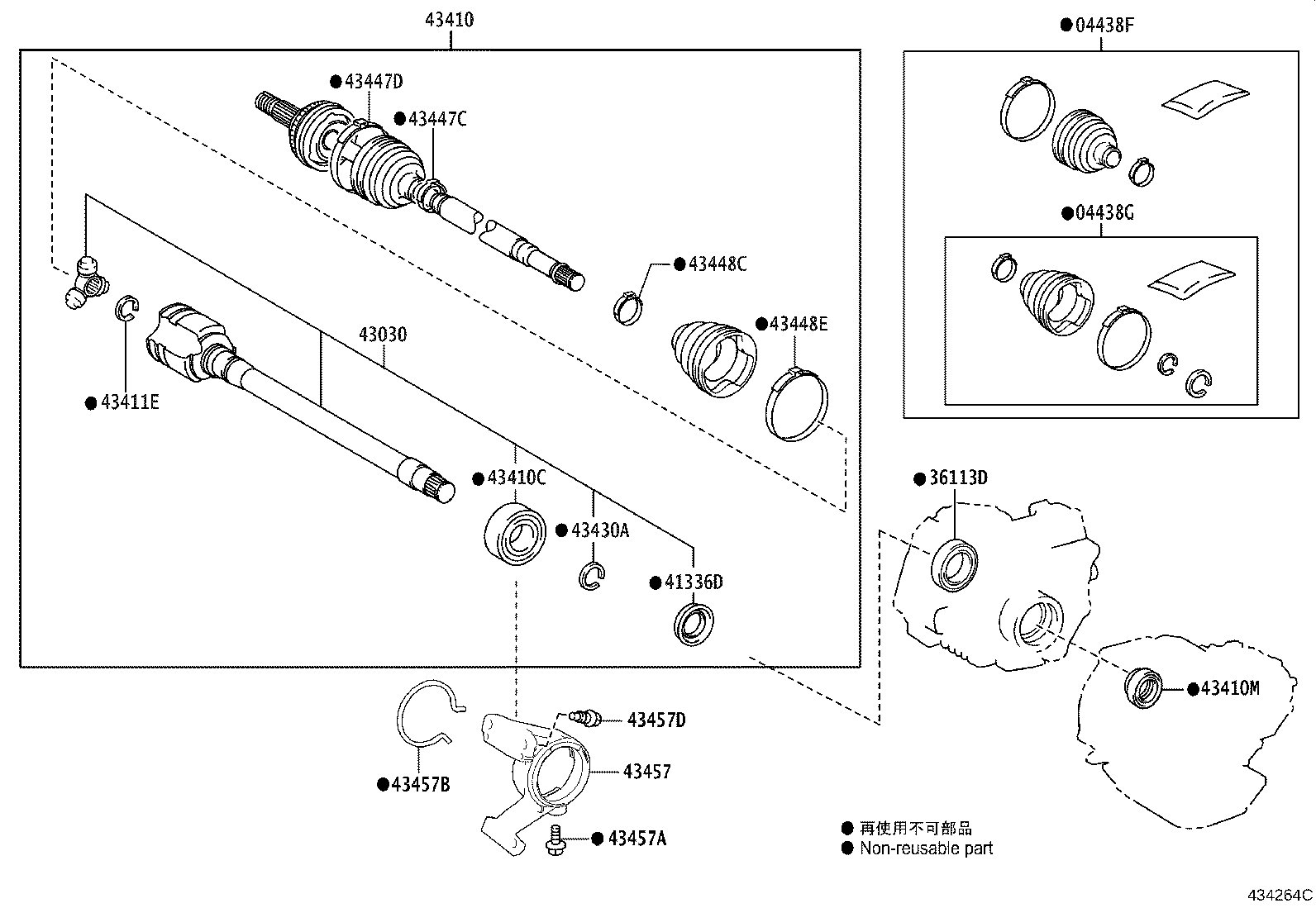 04427-02C40 BOOT KIT, FRONT DRIVE SHAFT, IN & OUTBOARD, RH product image