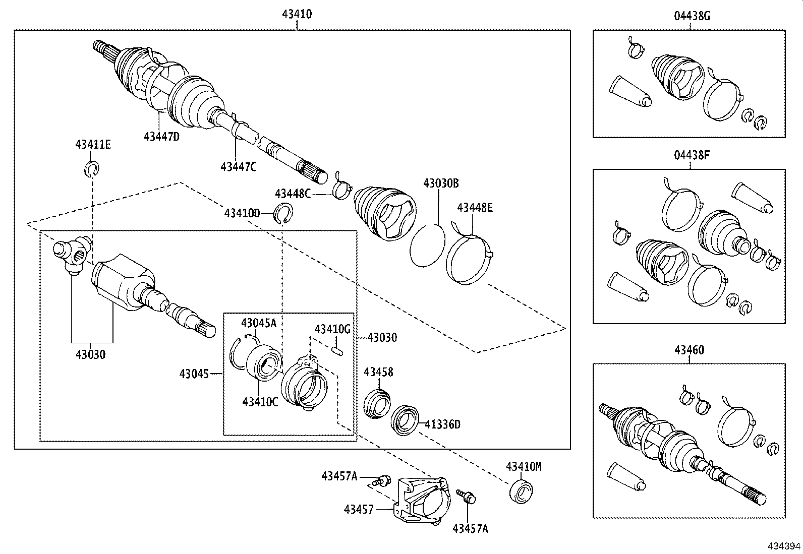 04438-20411 BOOT KIT, FRONT DRIVE SHAFT, IN & OUTBOARD, RH product image