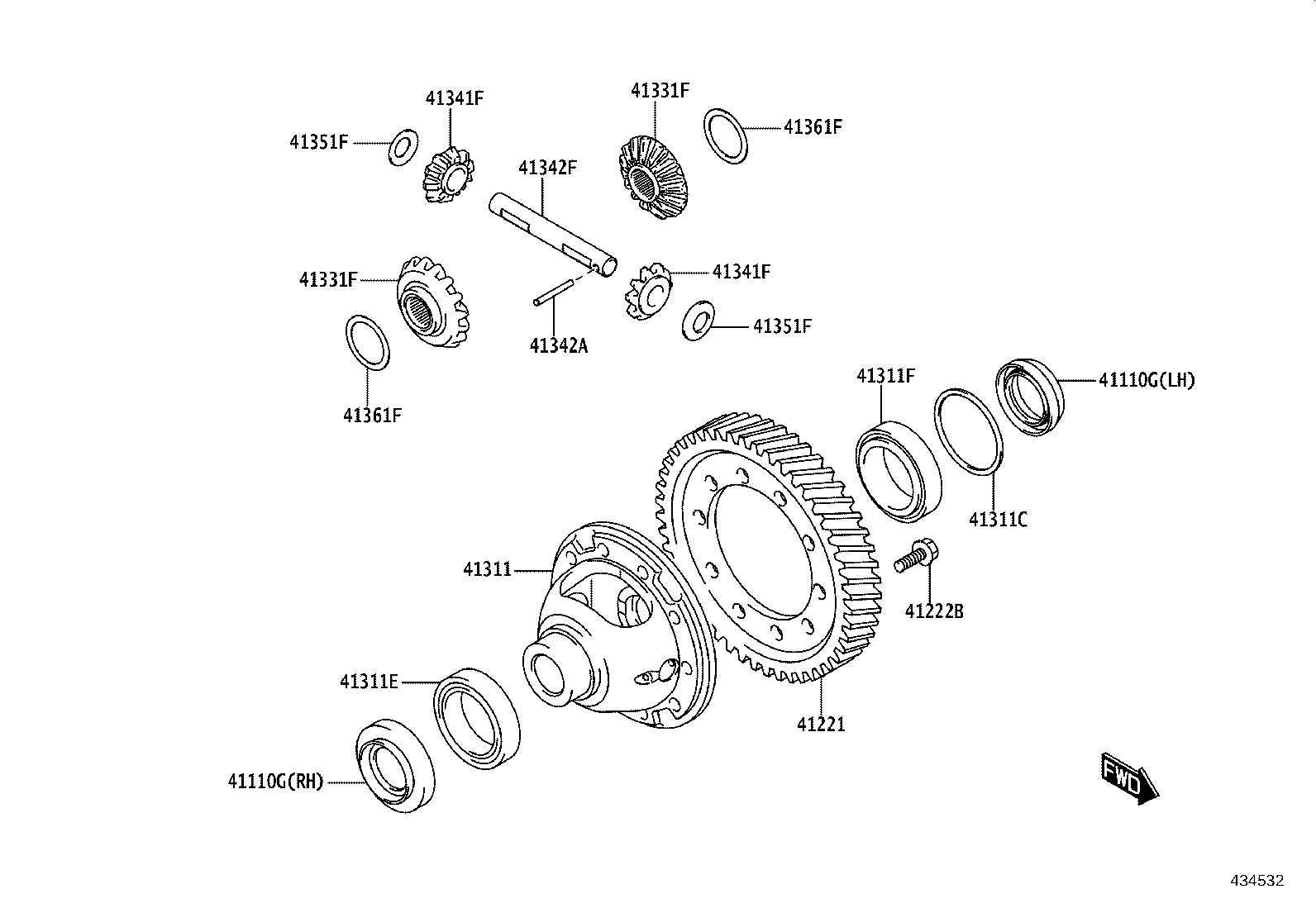 41342-WC003 SHAFT, FRONT DIFFERENTIAL PINION, NO.1 product image