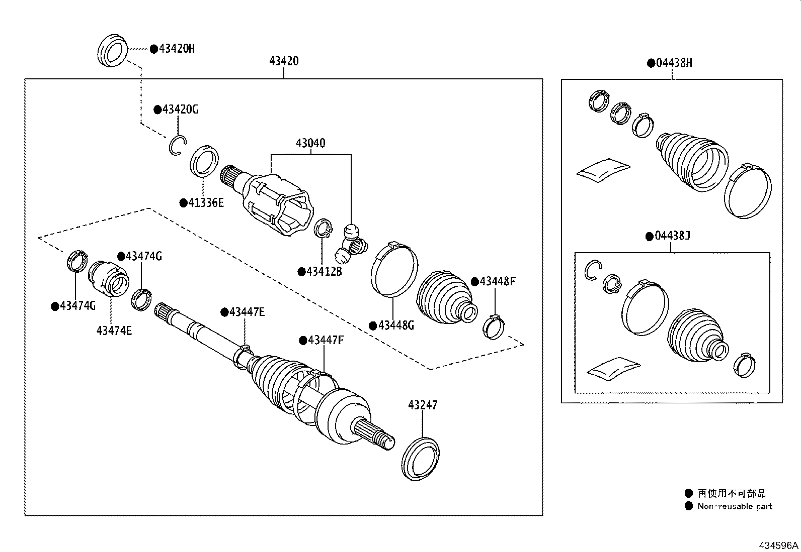 04427-02800 BOOT KIT, FRONT DRIVE SHAFT, IN & OUTBOARD, RH product image