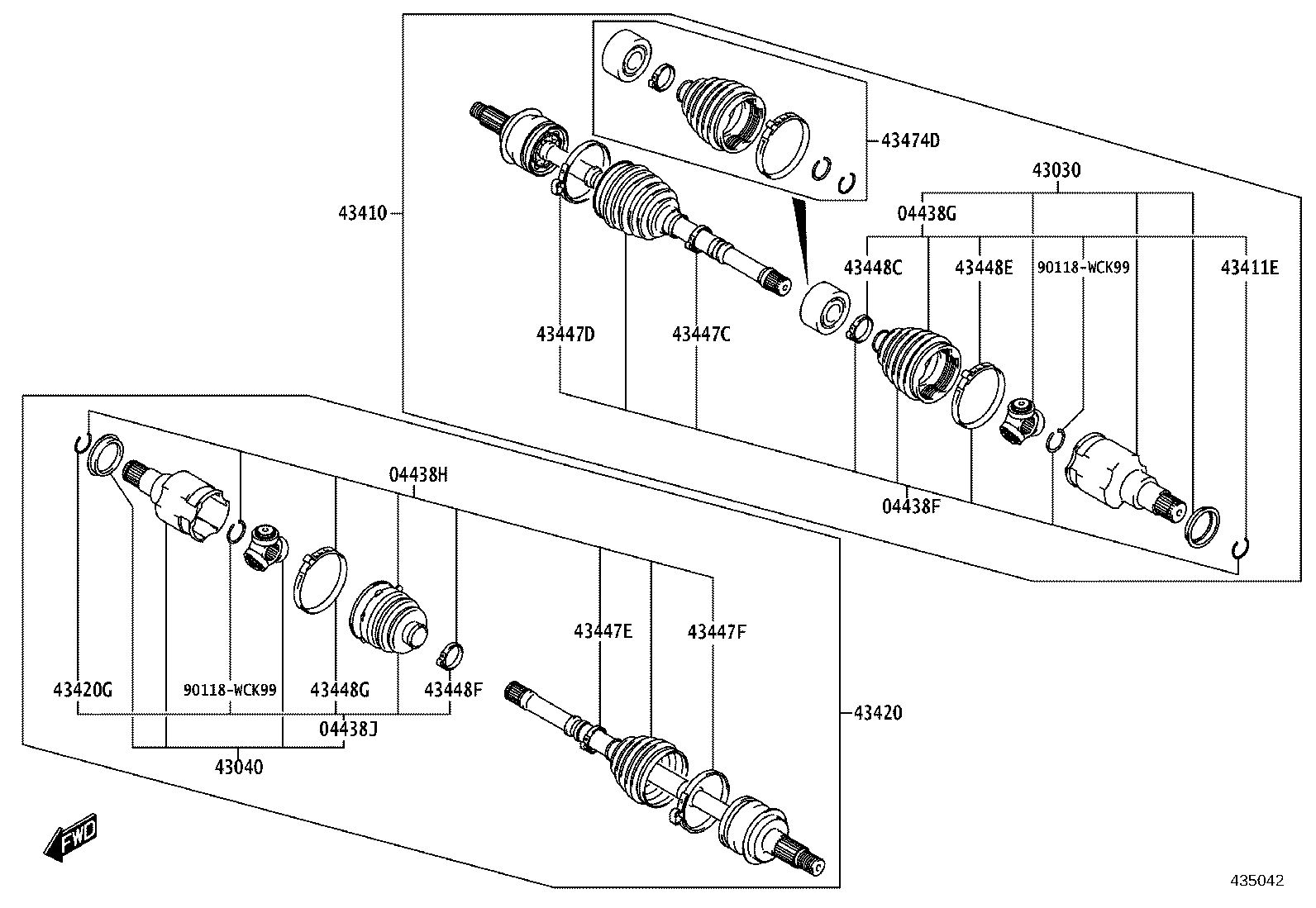 04427-WC020 BOOT KIT, FRONT DRIVE SHAFT, IN & OUTBOARD, RH product image