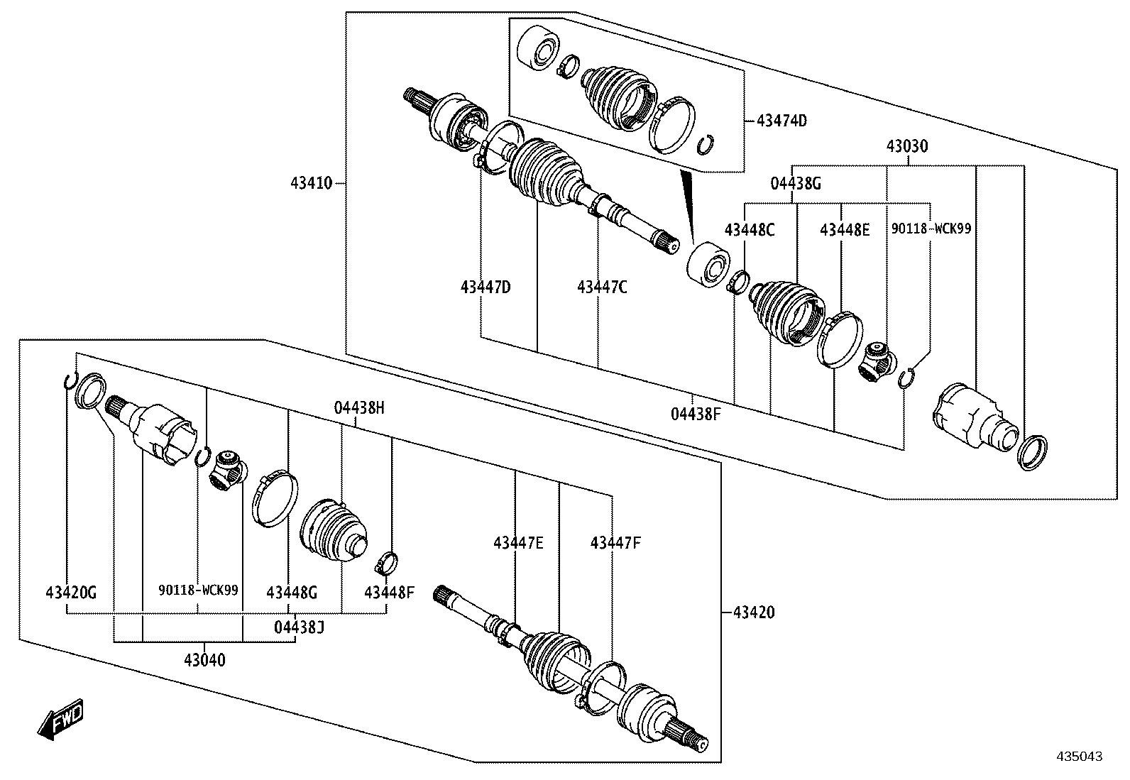 04427-WC020 BOOT KIT, FRONT DRIVE SHAFT, IN & OUTBOARD, RH product image