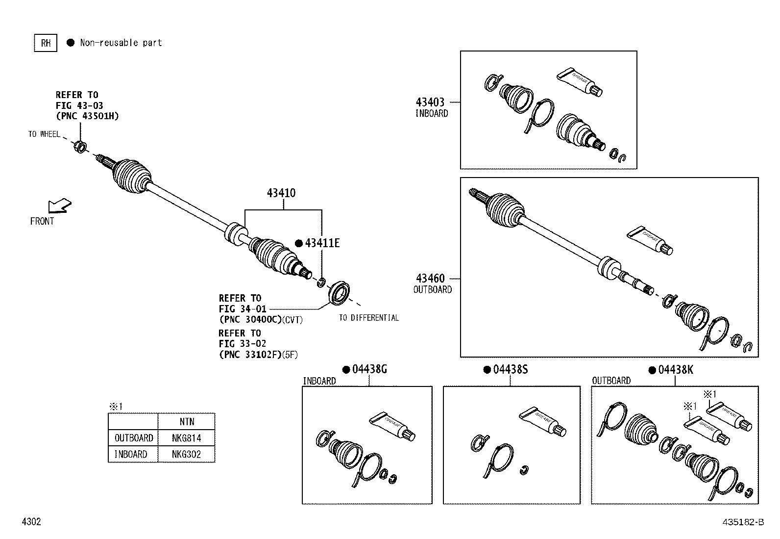 04437-BZ110 BOOT KIT, FRONT DRIVE SHAFT INBOARD JOINT, RH product image