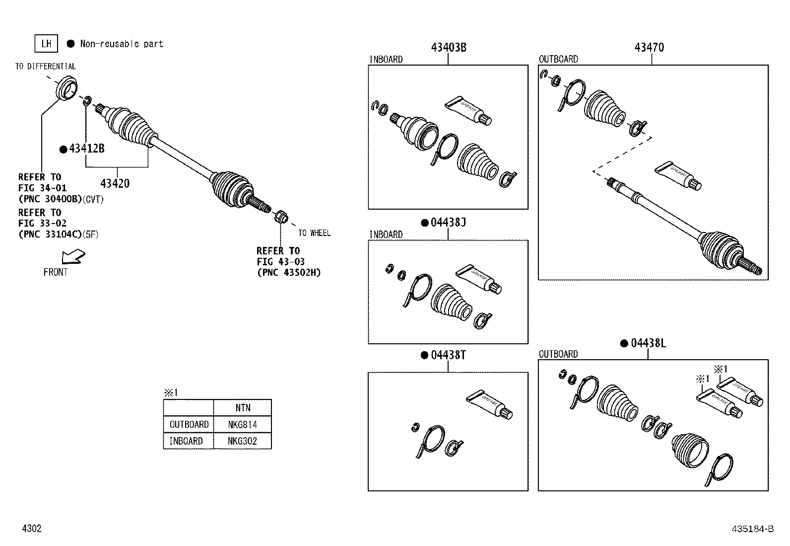 04437-BZ110 BOOT KIT, FRONT DRIVE SHAFT INBOARD JOINT, RH product image