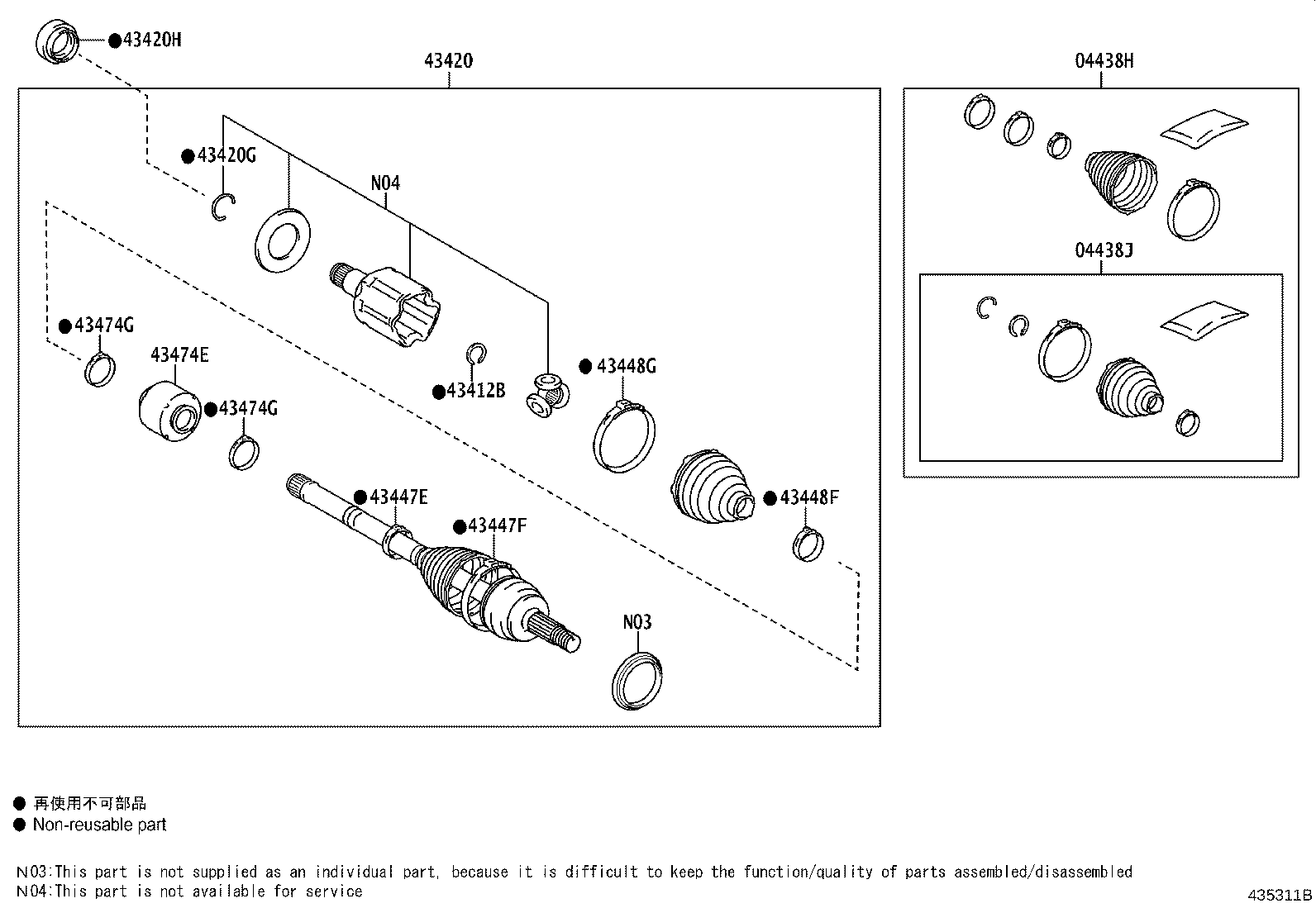 43410-0E520 SHAFT ASSY, FRONT DRIVE, RH product image