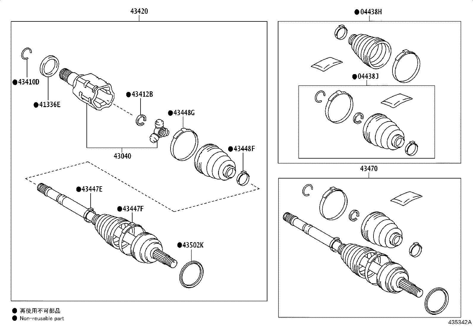 43430-0K170 SHAFT ASSY, FRONT DRIVE, RH product image