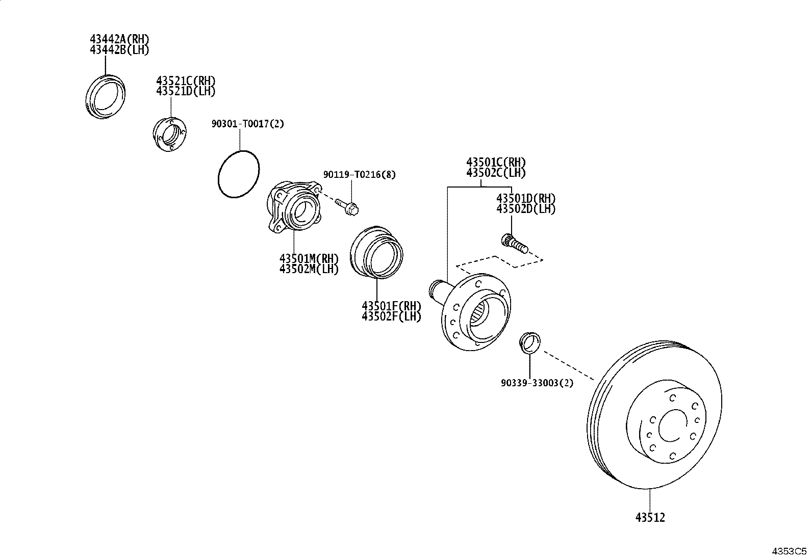 43514-KK010 CAP, FRONT AXLE HUB GREASE, RH product image