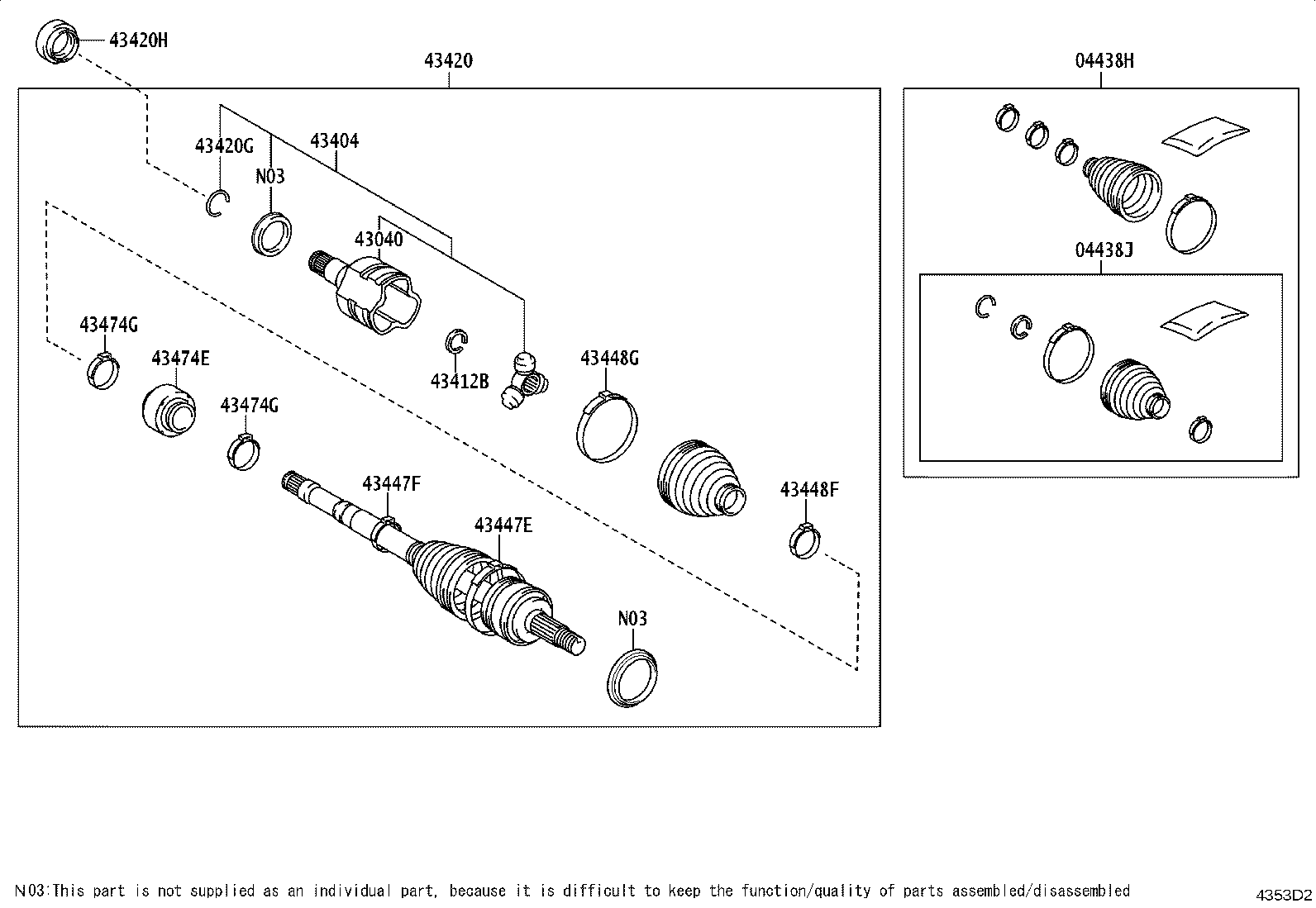 04427-06630 BOOT KIT, FRONT DRIVE SHAFT, IN & OUTBOARD, RH product image