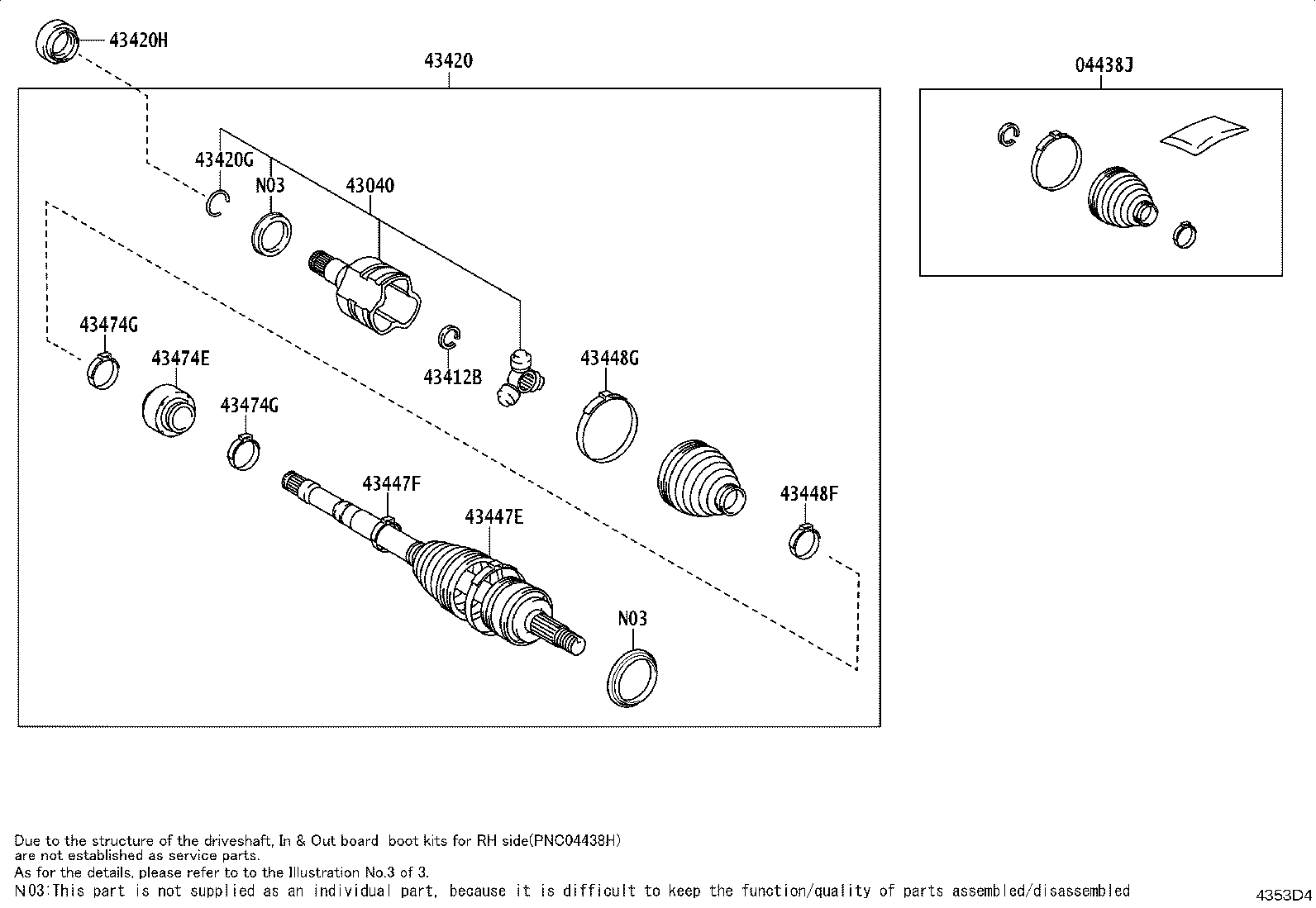 04427-06630 BOOT KIT, FRONT DRIVE SHAFT, IN & OUTBOARD, RH product image