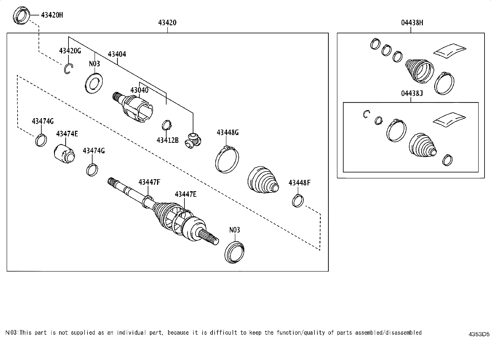 04427-06630 BOOT KIT, FRONT DRIVE SHAFT, IN & OUTBOARD, RH product image