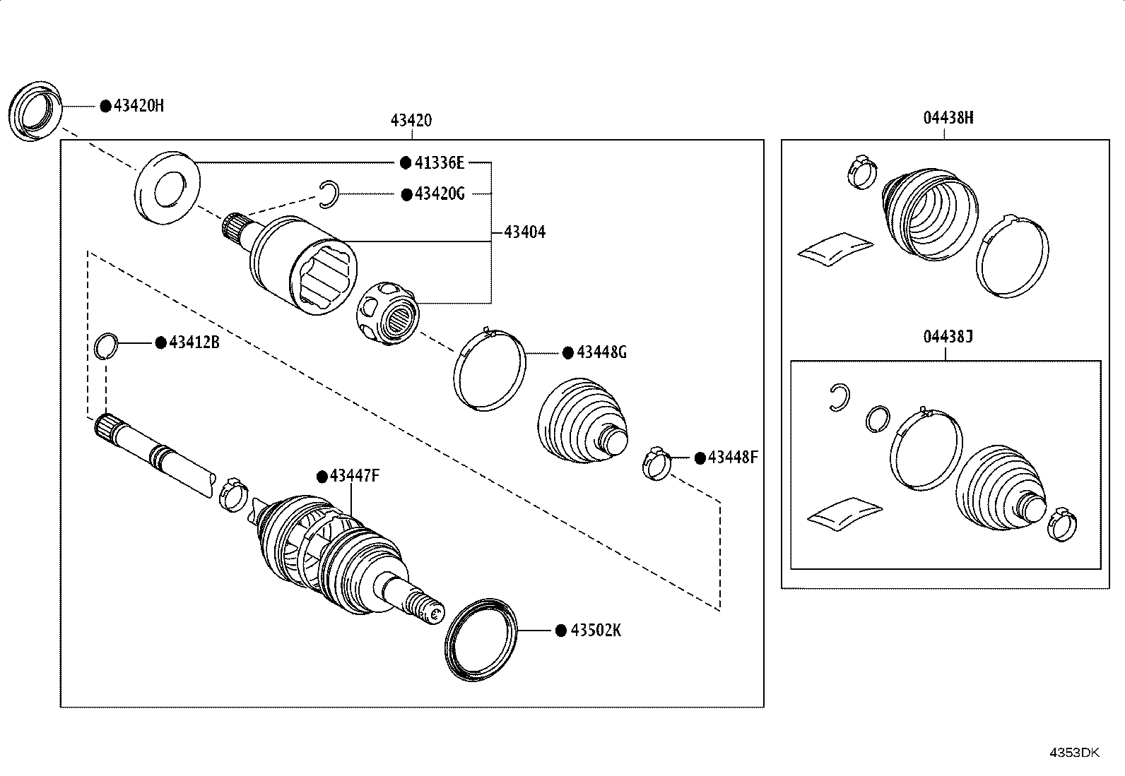 04427-60160 BOOT KIT, FRONT DRIVE SHAFT, IN & OUTBOARD, RH product image