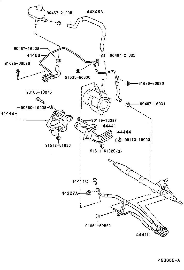 44348-20500 HOSE, OIL RESERVOIR TO PUMP, NO.1 product image