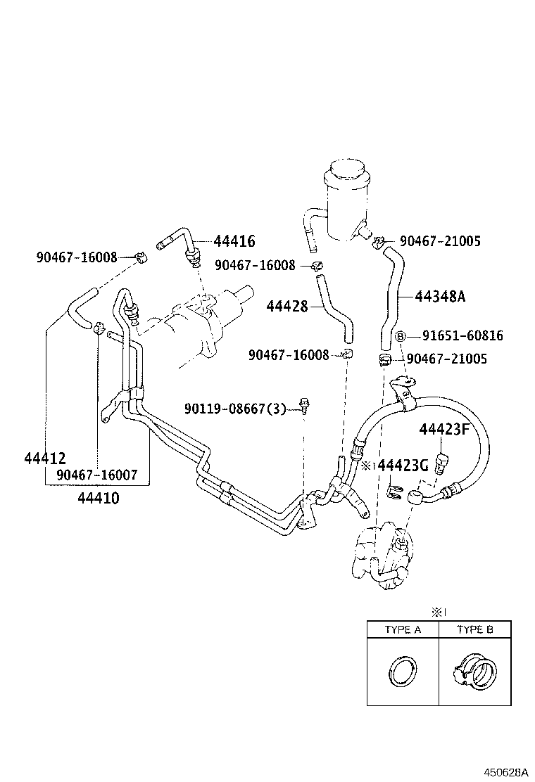 44348-35150 HOSE, OIL RESERVOIR TO PUMP, NO.1 product image