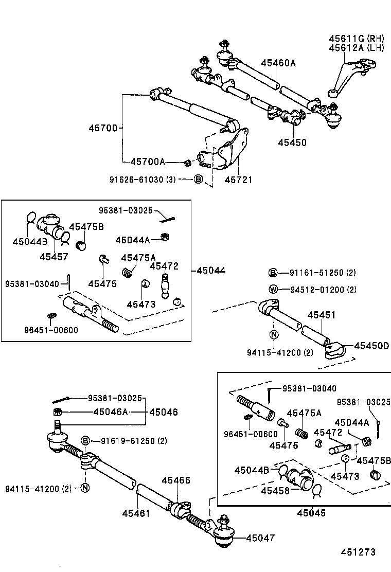 45044-69097 END SUB-ASSY, STEERING RELAY ROD, LH product image