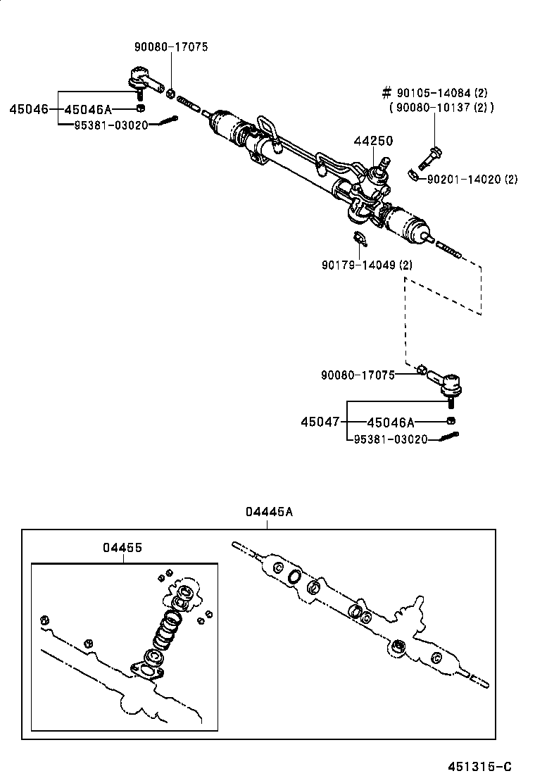 44204-06060 RACK SUB-ASSY, POWER STEERING product image