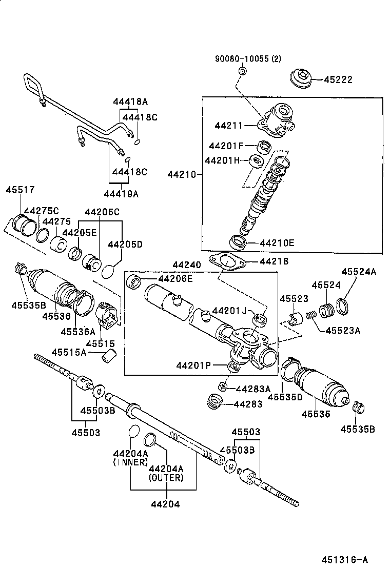 44204-06060 RACK SUB-ASSY, POWER STEERING product image