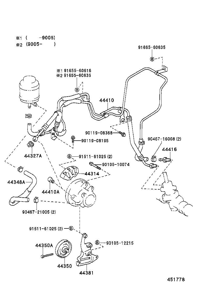 44348-20250 HOSE, OIL RESERVOIR TO PUMP, NO.1 product image