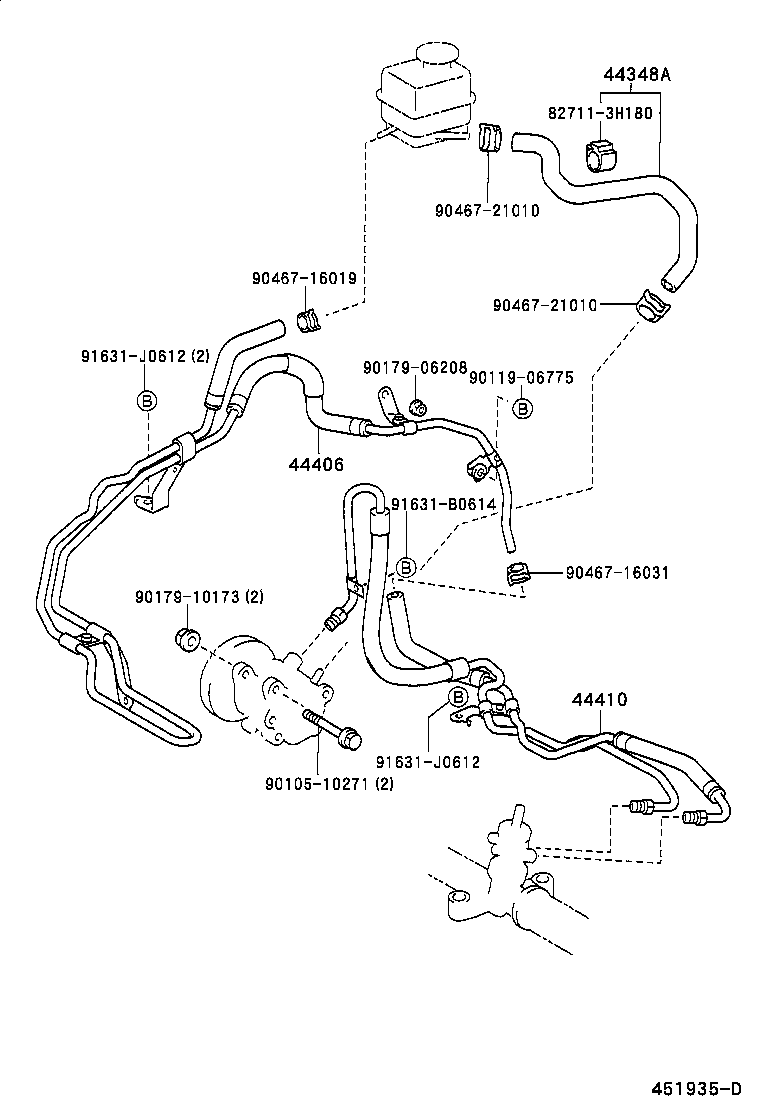 44348-20610 HOSE, OIL RESERVOIR TO PUMP, NO.1 product image
