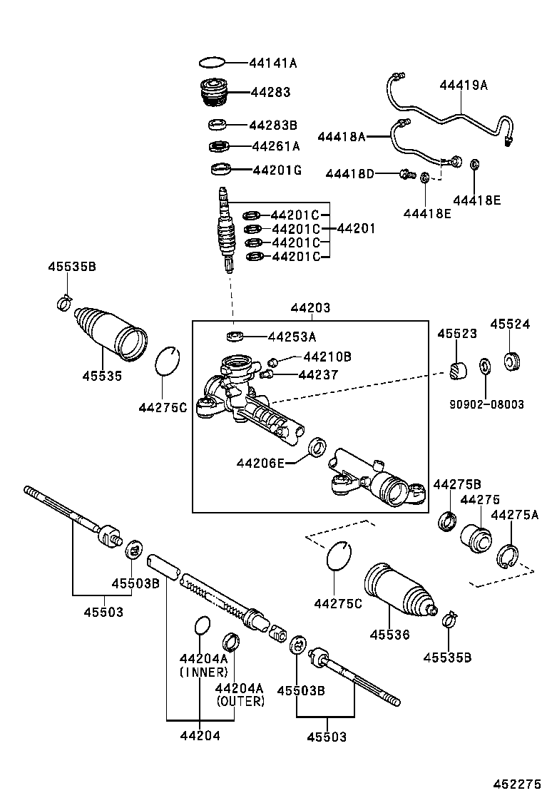 44204-32080 RACK SUB-ASSY, POWER STEERING product image