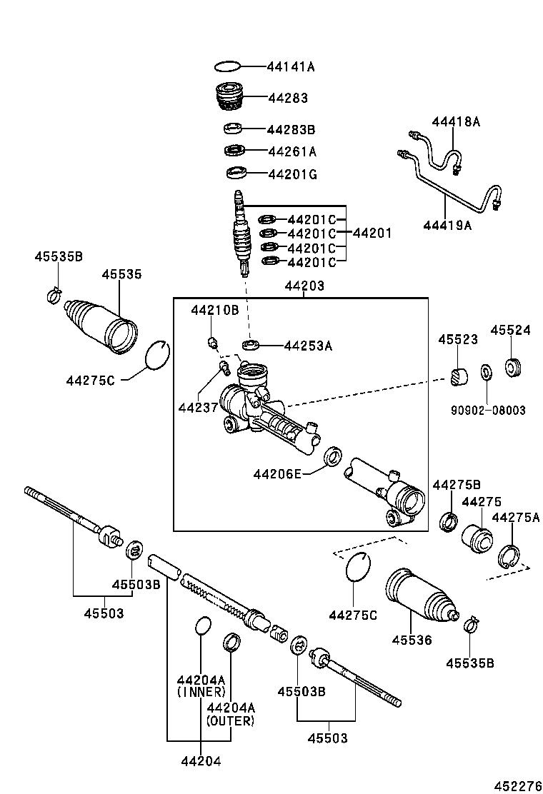 44204-32080 RACK SUB-ASSY, POWER STEERING product image