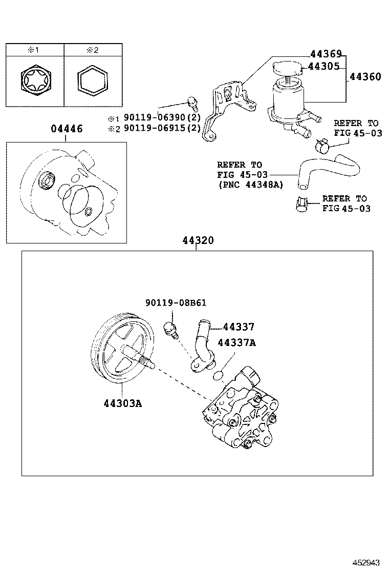 04446-02100 GASKET KIT, POWER STEERING PUMP product image