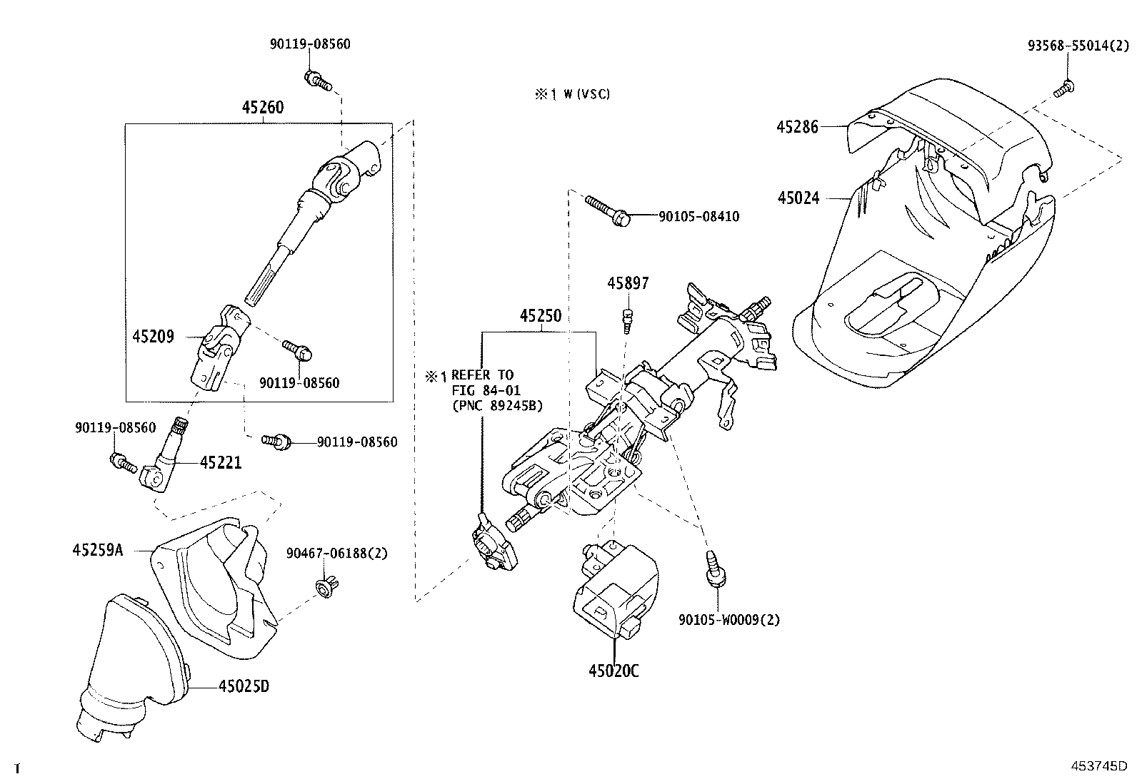 45025-0F010 COVER SUB-ASSY, STEERING COLUMN HOLE, NO.1 product image