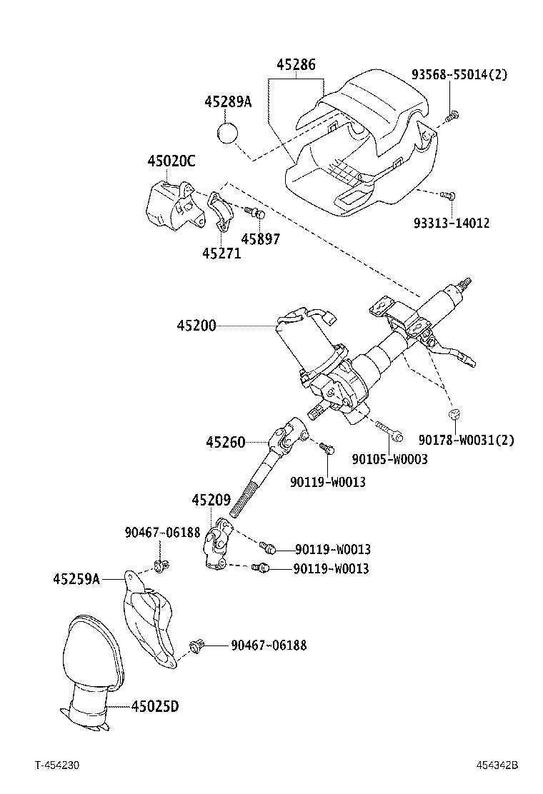 45025-0D062 COVER SUB-ASSY, STEERING COLUMN HOLE, NO.1 product image