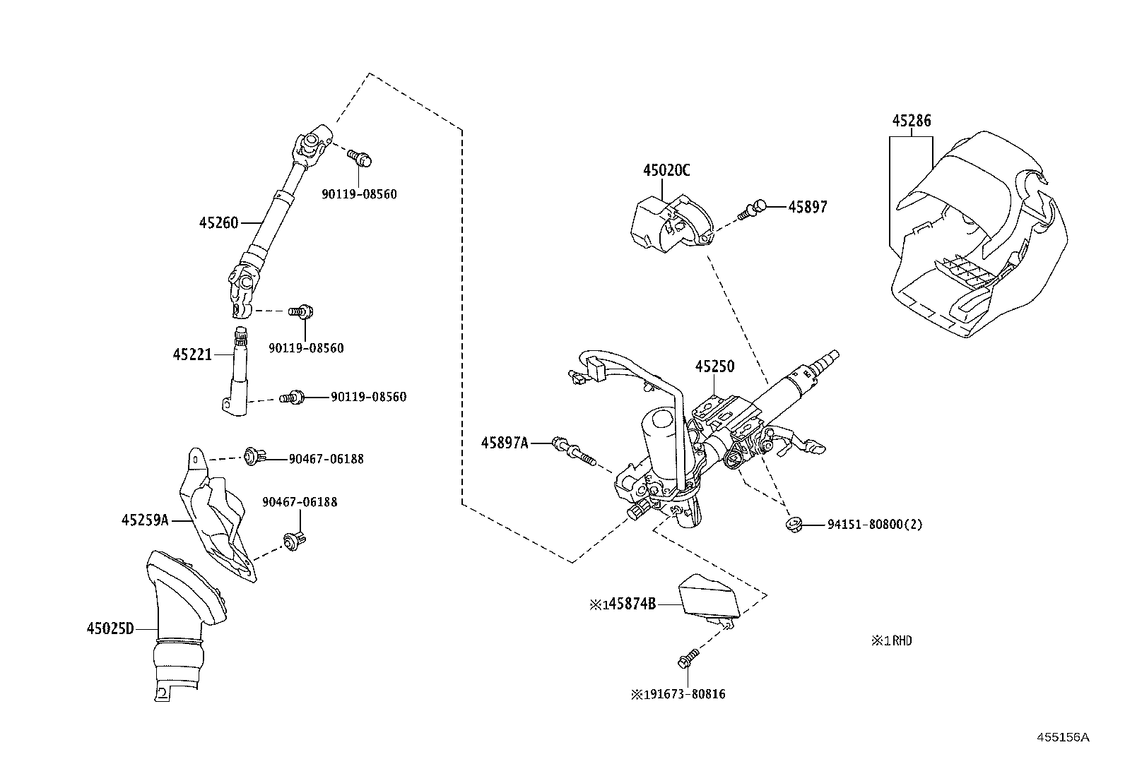 45020-02411 BRACKET ASSY, STEERING COLUMN UPPER W/SWITCH product image